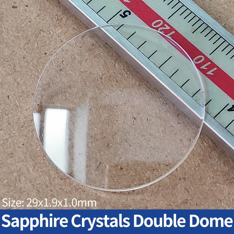 Cristal de zafiro de doble cúpula, 29x1,9x1,0mm, compatible con SNKL08 SNKL09 7S26-03T0 SNK615 SNK371, accesorios de cristal de reloj transparente redondo