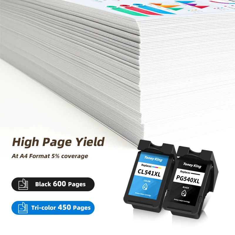 TONEY KING Ink Cartridge Compatible For 540XL PG540 XL CL541 XL  Canon PIXMA MG3500 MG3550 MG3600 MG3650 MG4100 MG4150 MG4200