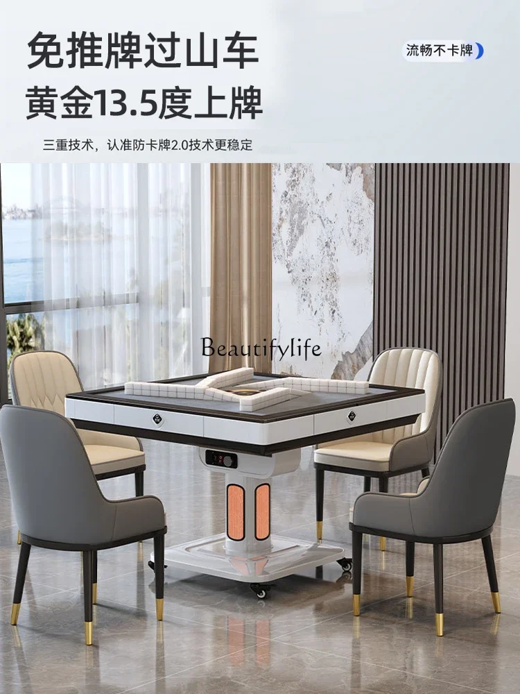 Folding mahjong machine fully automatic dining table bass push-free card roller coaster electric