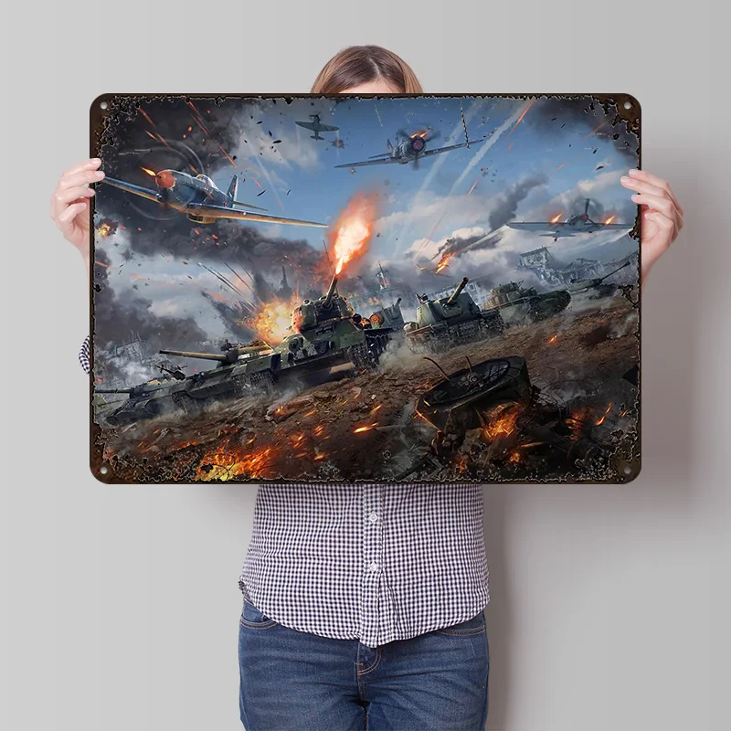War Thunder Poster: Personalisierte Vintage-Metallschilder, Wandkunst, Retro-Blechschild für Gaming-Raumdekoration, Gemütliche, individuelle Plakette für Ihr Zuhause