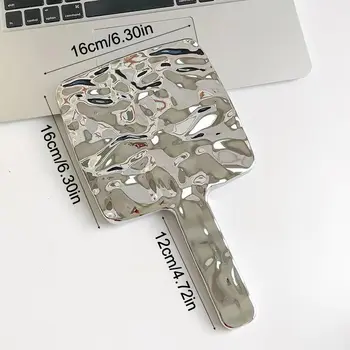 電鍍手柄化妝鏡 美容便攜式圓形手持方形手持 S/M/L 化妝鏡 8 最佳銷售 美學之鏡 - №7