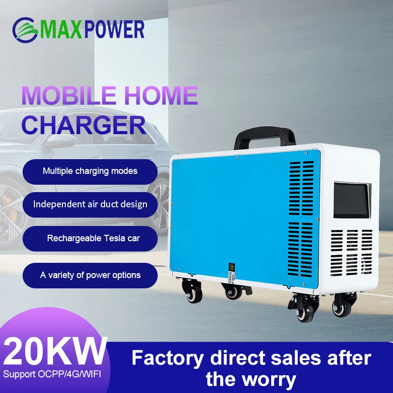 Residencial Home Use Mobile 20kw Solar Powered EV Charging Station DC Fast Charger Portable For Electric Cars