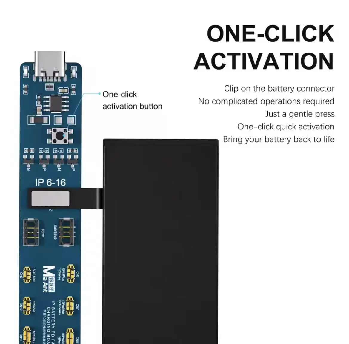 MaAnt Battery Activator for iPhone 6-16PM 400+ Android Phones One-Click Charging Auto Power Off For Phone Repair Tools