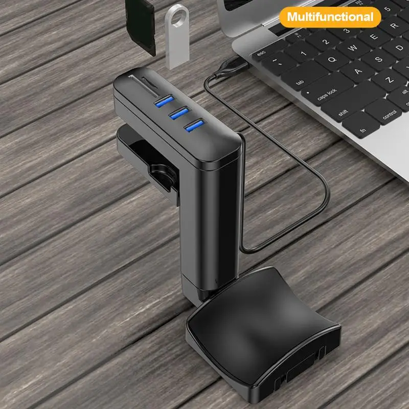 Under Desk Headphone Hanger, Headphone Stand, Headphone Gancho, Suporte do fone de ouvido com portas USB