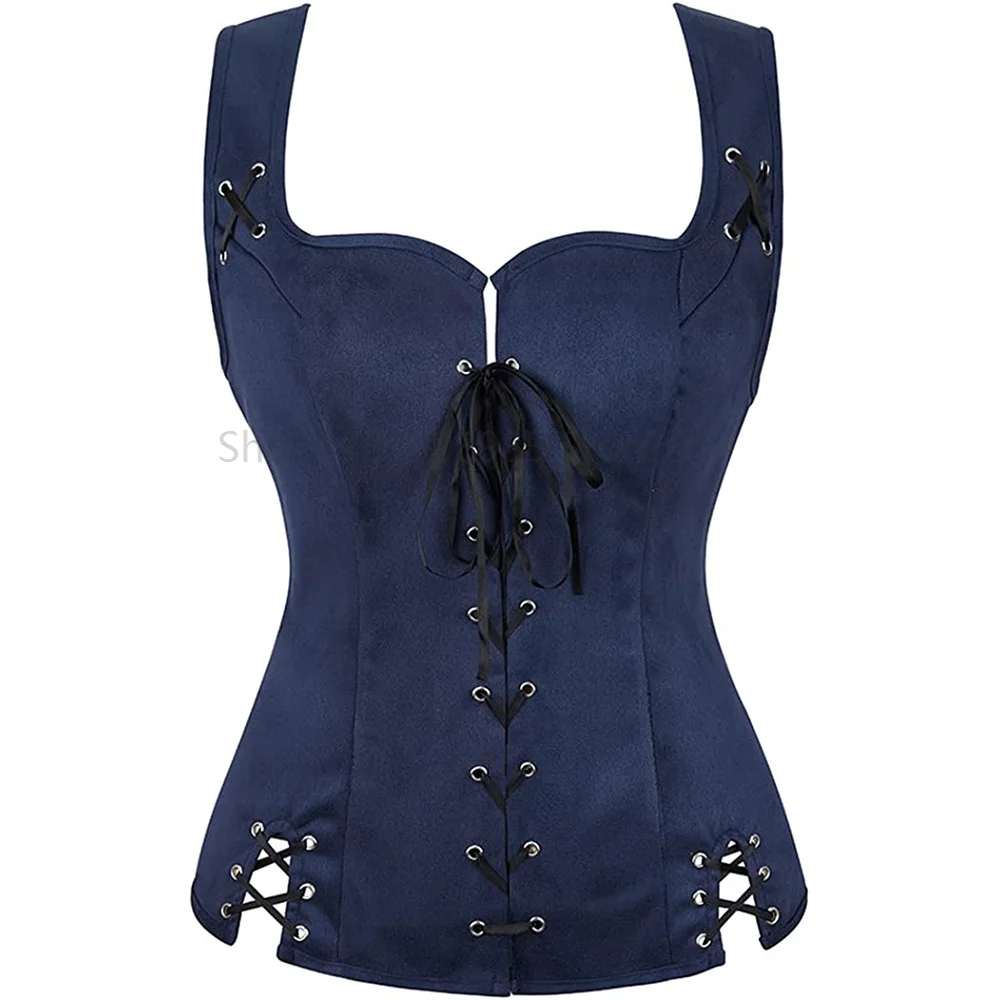 Women Renaissance Vest Halloween Medieval Cosplay Costume for Pirate Vest Women Vintage Lace Up Corset Top