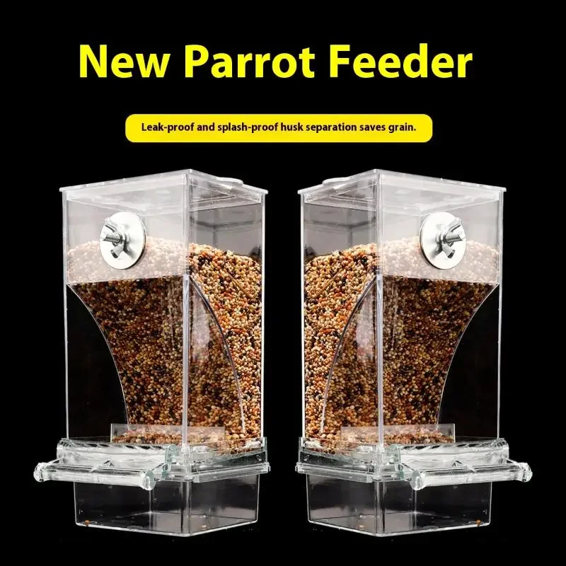 Large Capacity Bird Feeder Box Anti-Splash Bird Food Dispenser Durable Parrot Feeding Box For Small Medium Birds