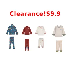 Clearance Autumn Winter BC Kids Long Sleeve T-shirts Legging Set Girl Boy Homewear Set Printed Children Tee Pant Suit