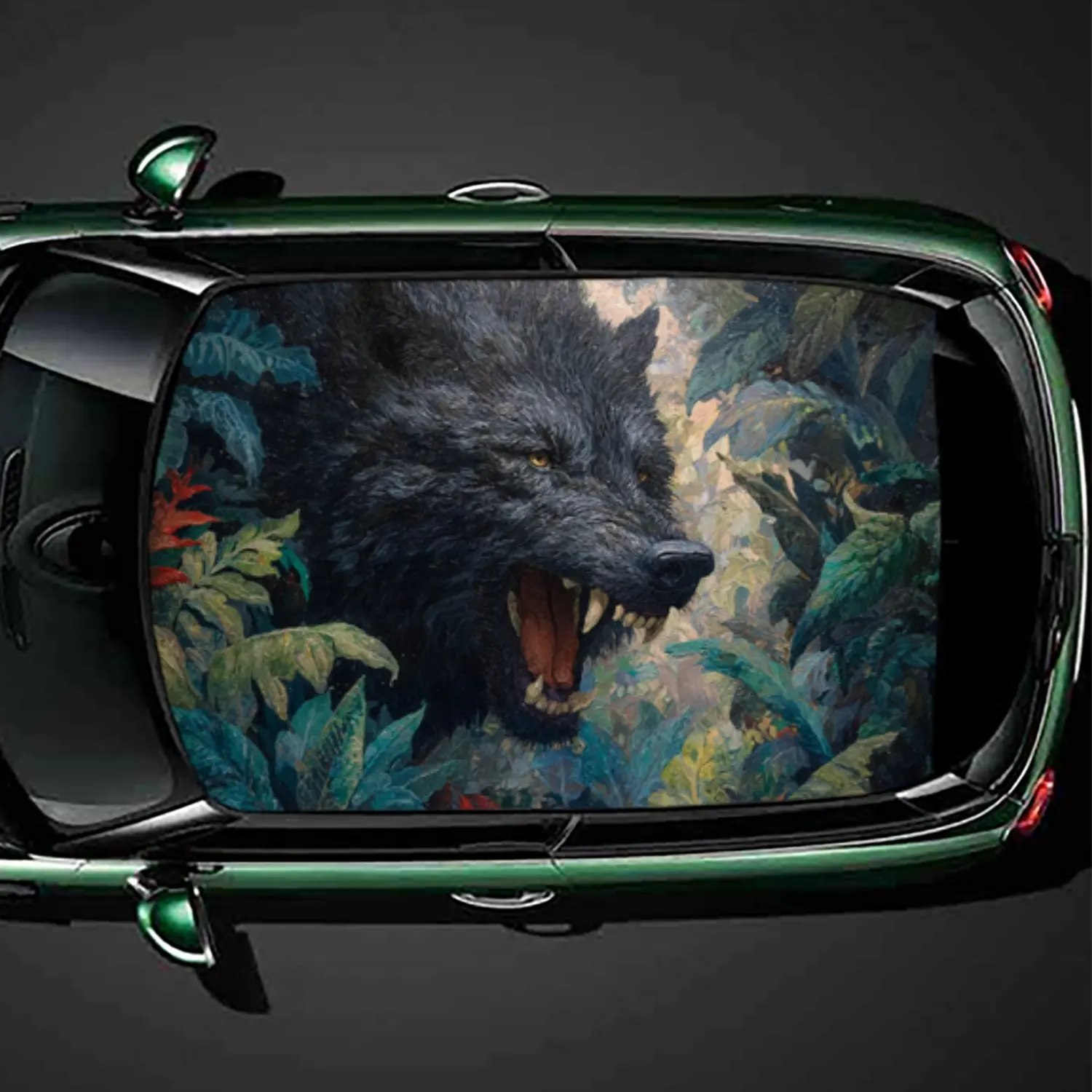 

Wild Fierce Black Wolf Forest Roar Car Roof Sticker PVC Self Waterproof stick , Striking Auto Exterior Accessories Decoration