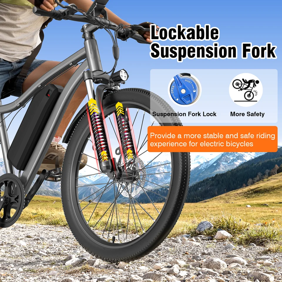Electric Bike for Adults, 26" Commuter Ebikes with 7-Speed Gears, 25MPH Lightweight E Bike, 720W Peak Motor, 375Wh Removable Battery, 50 Miles Range, Electric Mountain Bicycle for All Terrain image 2