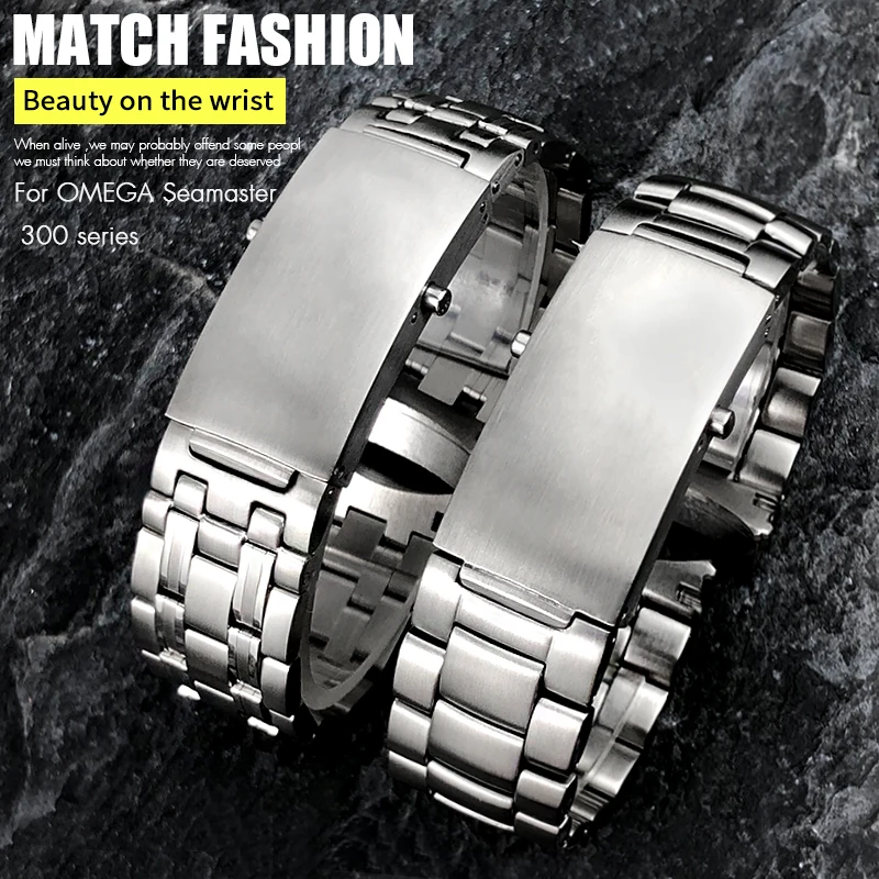 オメガ-シーマスター-ダイバー300-プラネットオーシャン600用-20mm-22mm-ステンレススチール製時計バンド-シルバー-ソリッド-カーブエンド-メタル-ウォッチストラップ