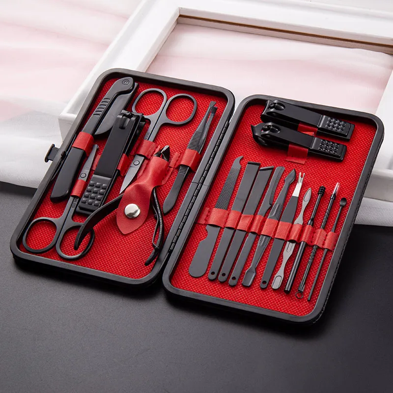 20pcs/set Professional Nail Cutter Pedicure Scissors Set Stainless Steel Eagle Hook Portable Manicure Nail Clipper Tool Set