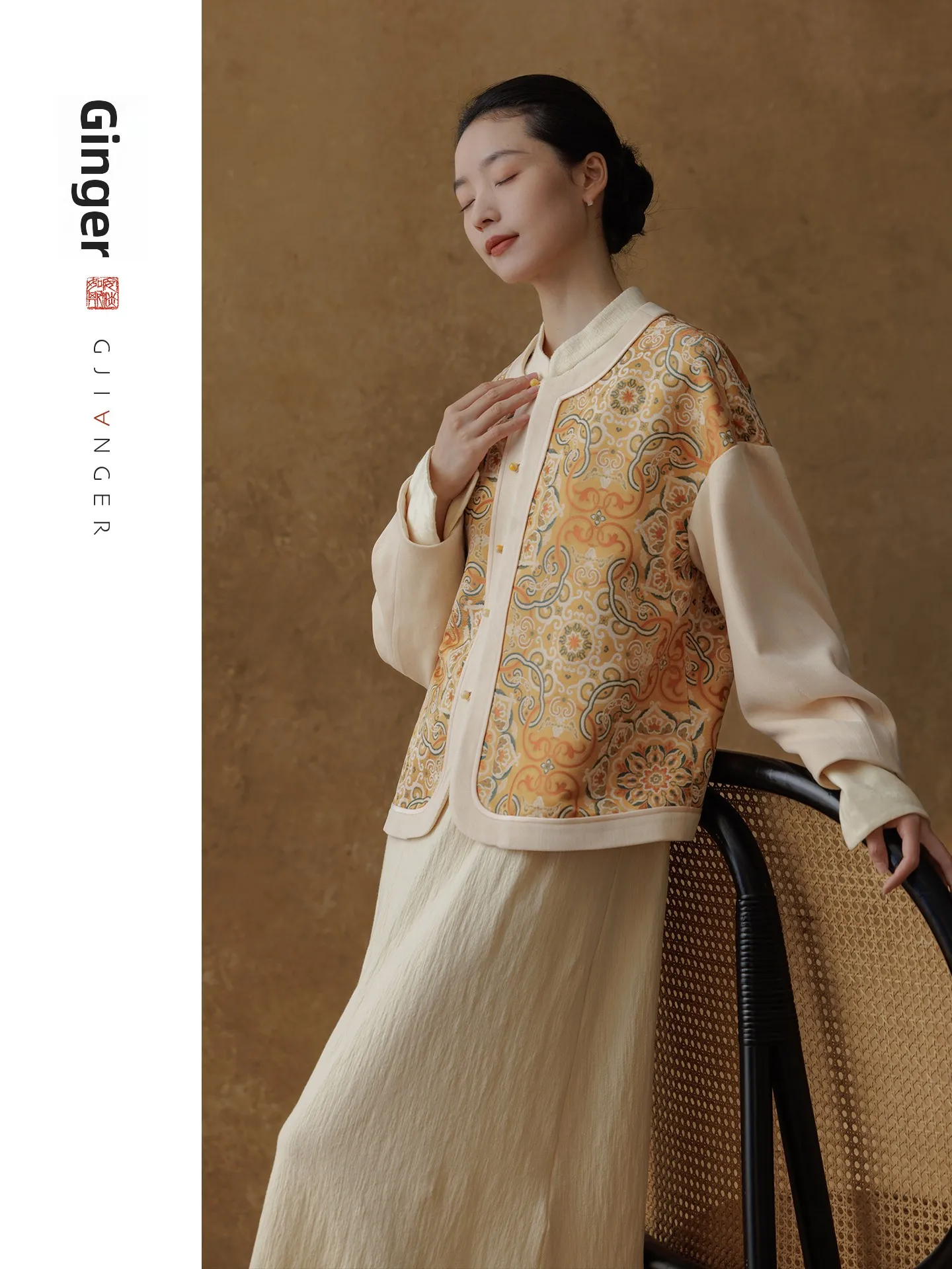 

New Chinese Sle Original Ginger Winter Outerwear Top 25 New Arrival Phoenix Pattern Loose Fit ort Sve Long Coat