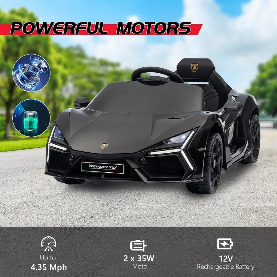 รถยนต์ไฟฟ้าสำหรับเด็ก 12V รุ่น Lamborghini Revuelto พร้อมรีโมทคอนโทรล รถยนต์แบตเตอรี่สำหรับเด็กพร้อมบลูทูธ