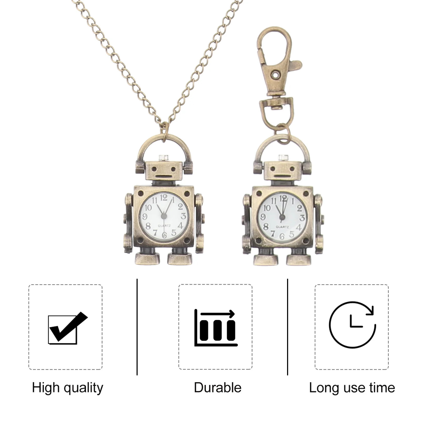 مجموعة واحدة من حلقة المفاتيح على شكل روبوت، سلسلة مفاتيح معدنية ممتازة على شكل ساعة، إكسسوار أنيق فريد لفكرة هدية لصديق العائلة #3