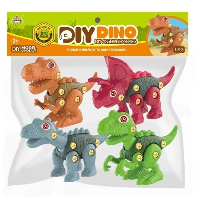DIY Assembly Dinosaur Toys 4pcs/set Screwing Nuts Model Jurassic Dinosaur Early Education Toy Kids Learning Children Gifts view 2