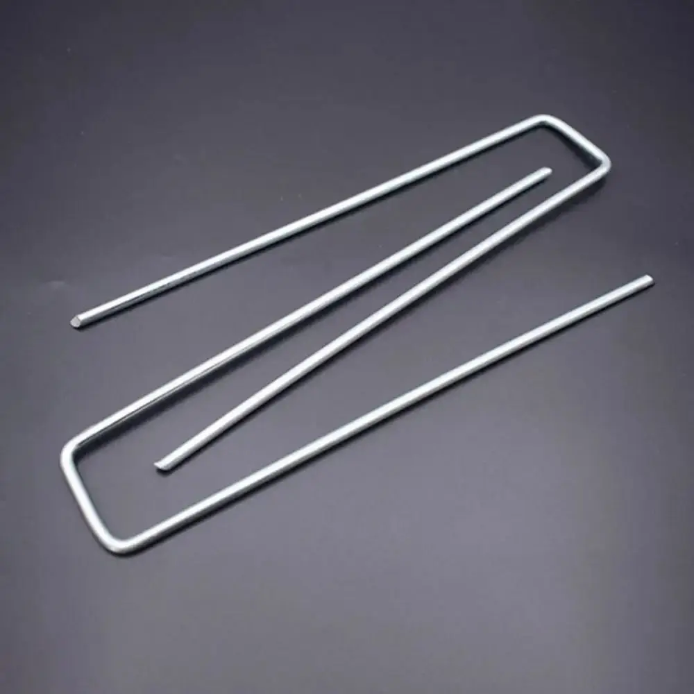 100Pcs Steel U-shaped Ground Stake Anti-Rust Multipurpose Ground Nail Bend-free Rust-proof U-type Garden Turf Staples