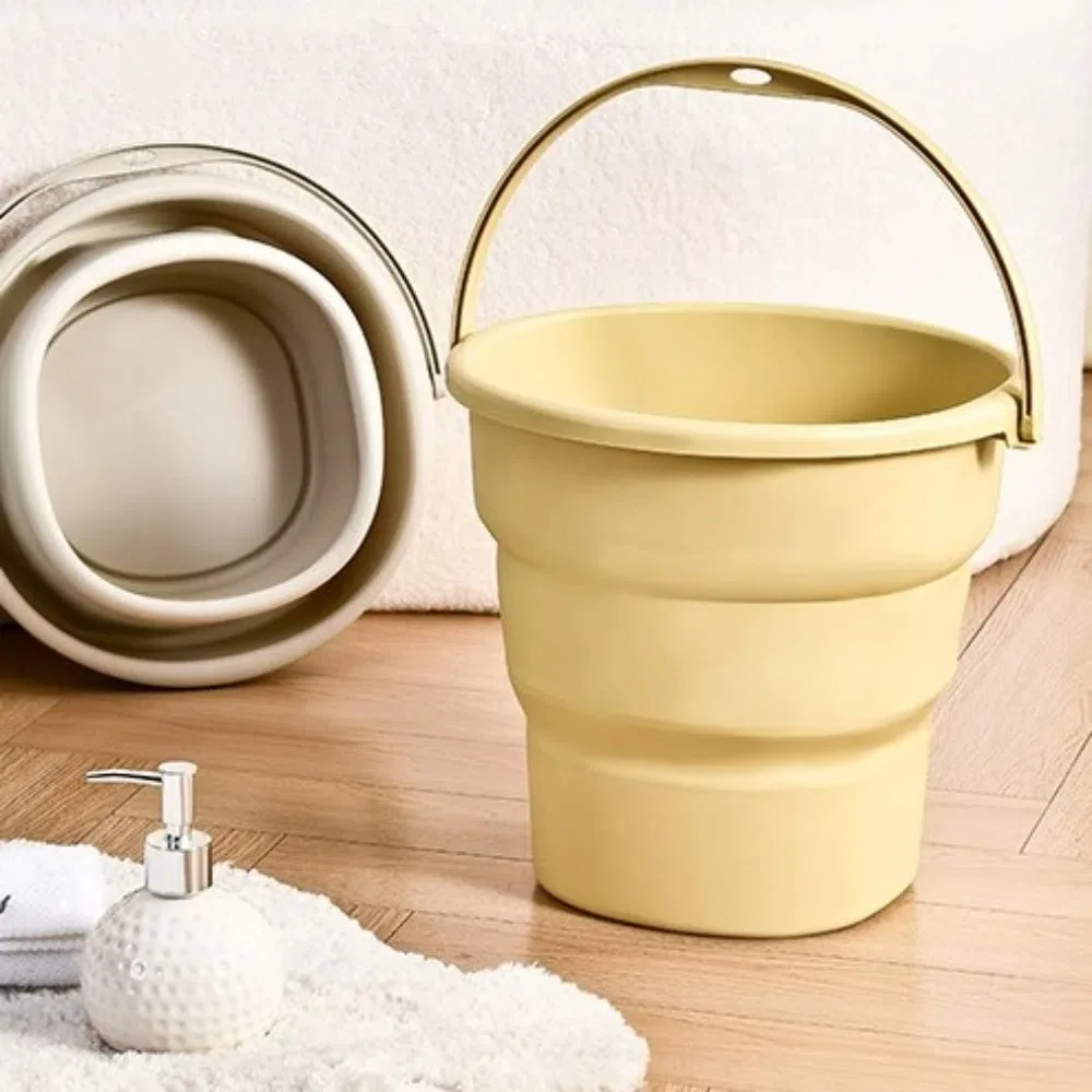 ถังพับพลาสติกหนาถังตกปลาพร้อมที่จับกันลื่นแบบพกพาถังความจุขนาดใหญ่ห้องน้ํา