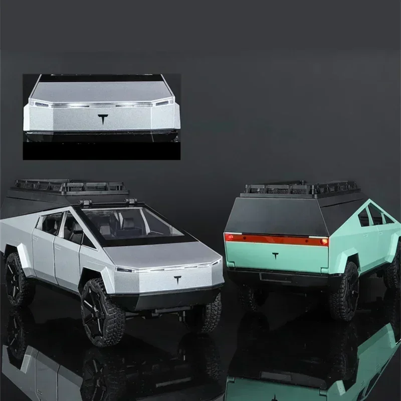 1:24 Tesla Cybertruck Pickup alliage Camping RV modèle de voiture moulé sous pression en métal jouet Van Touring voiture modèle son lumière enfant ornement cadeaux