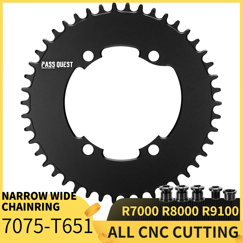 

PASS QUEST R9100/R8000 Round Oval Road Bike Chain Crankshaft Closed Disk 110BCD 58T Narrow Wide Chainring for R7000/R8000/DA9100