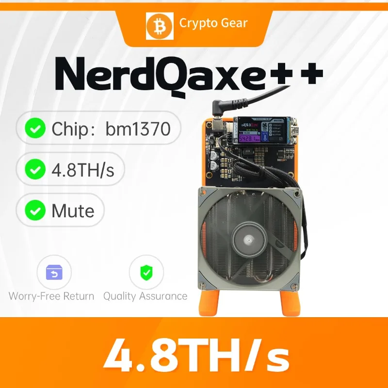 

Новый оранжевый Bitcoin-майнер NerdQaxe++ 4.8TH/s с воздушным охлаждением (модель 2026 года) – стабильно и бесшумно работает.