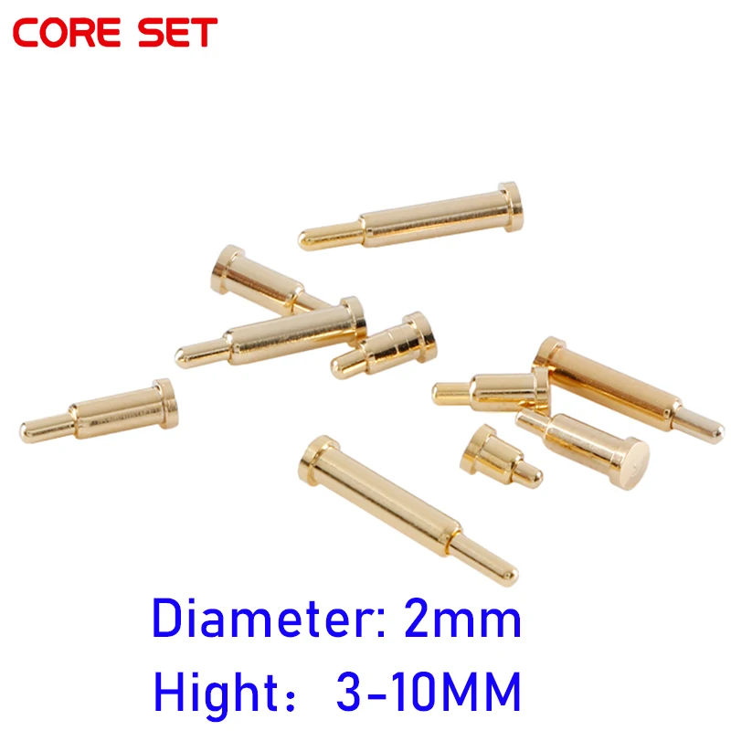10pcs Pogo Pin Connector Pogopin Battery Spring Loaded Contact Smd Needle Pcb 3 4 5 6 7 8 9 10 12 14mm Test Prob Diameter: 2mm