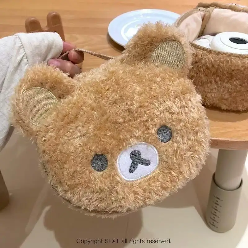 Hot Sales Gift: Anime Relaxed Bear Plush Cosmetic Bag - Women Girl Jewelry Organizer Pouch Makeup Storage Handbag