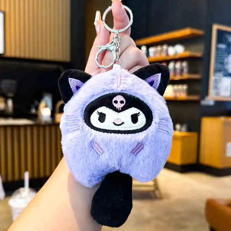 Nieuwe Vis Pluche Sleutelhanger Cartoon Sanrio Pluche Cinnamoroll Pompompurin Cartoon Anime Hanger Kawaii Bag Decor Kid Girl
