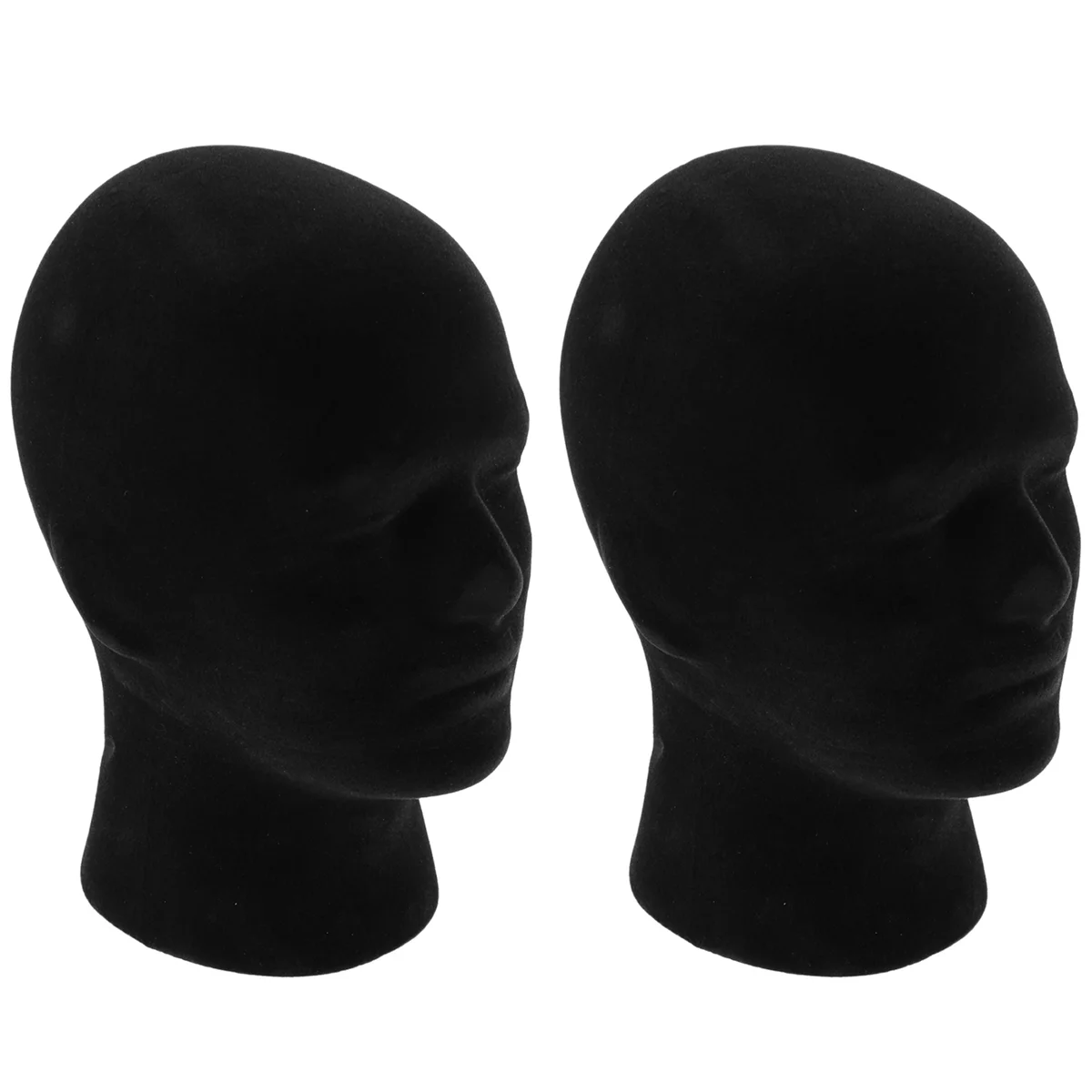 Polystyrene Black Foam Men Model Mannequin Head Dummy Stand Shop Display Hat, 2 x BLACK