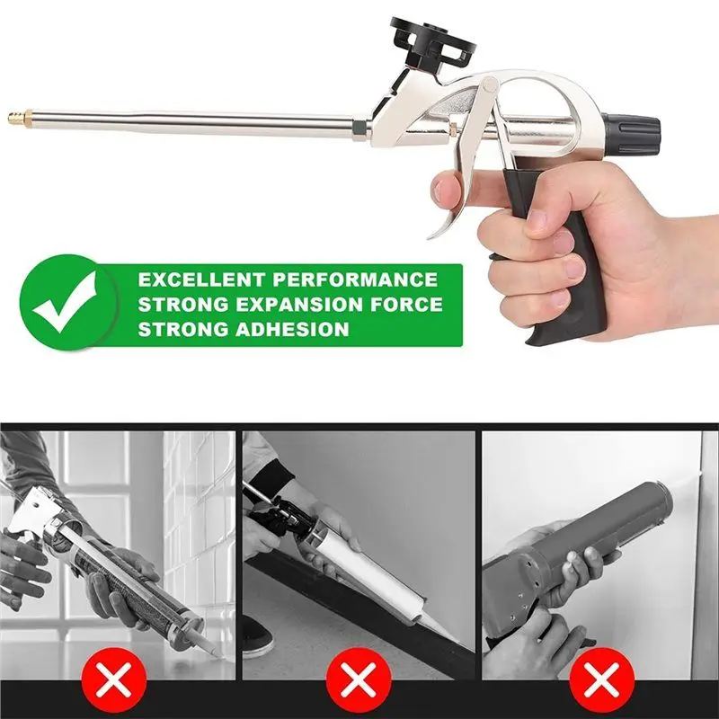 ABAH-Professional Grade 7.5 Inch Spray Foam Dispensing Gun 2 Pack Including Non-Stick Teflonized Basket And Needle Valve