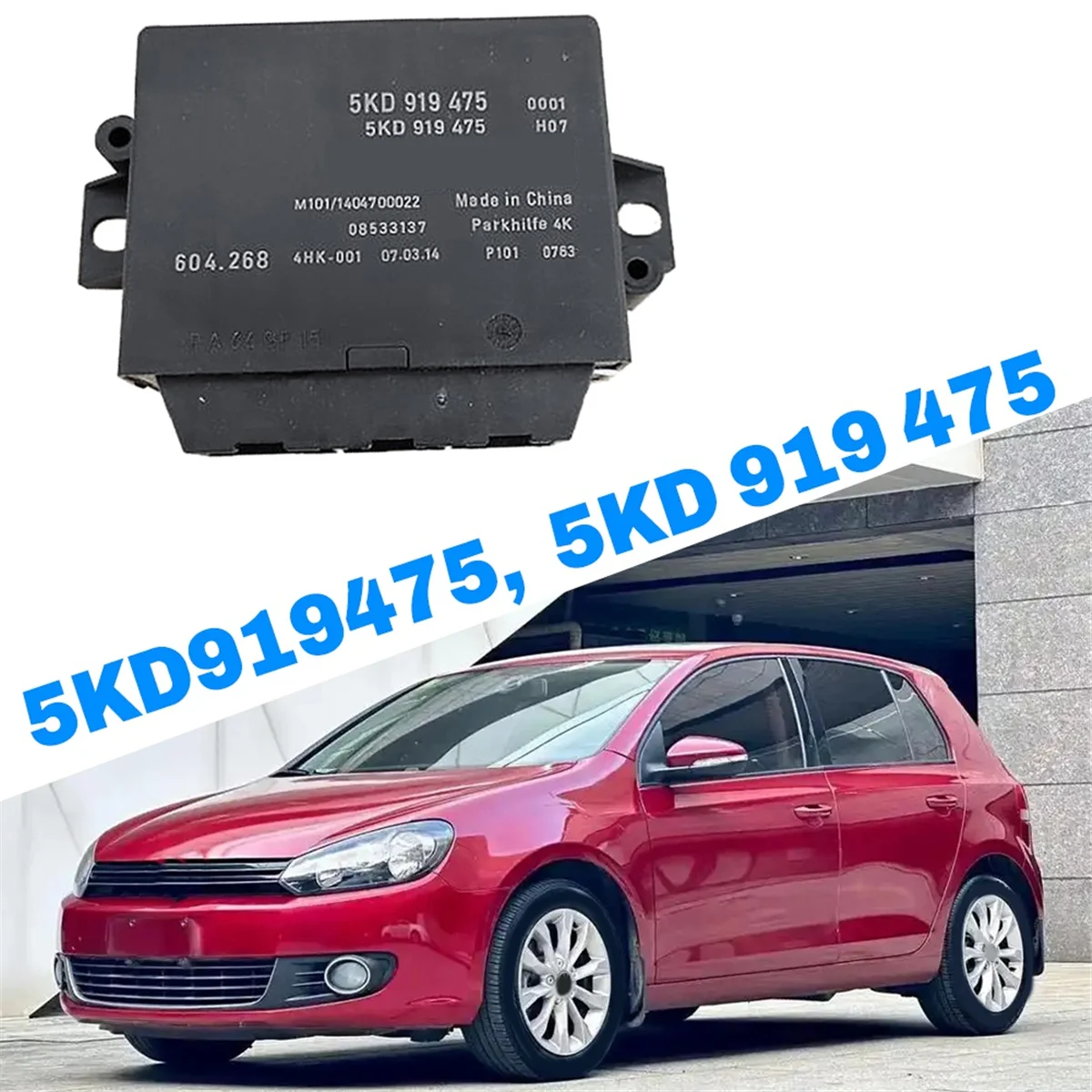 #80Y Automotive Parts & Accessories,5KD919475 / 5KD 919 475 New Reversing Radar Module for Volkswagen,Black