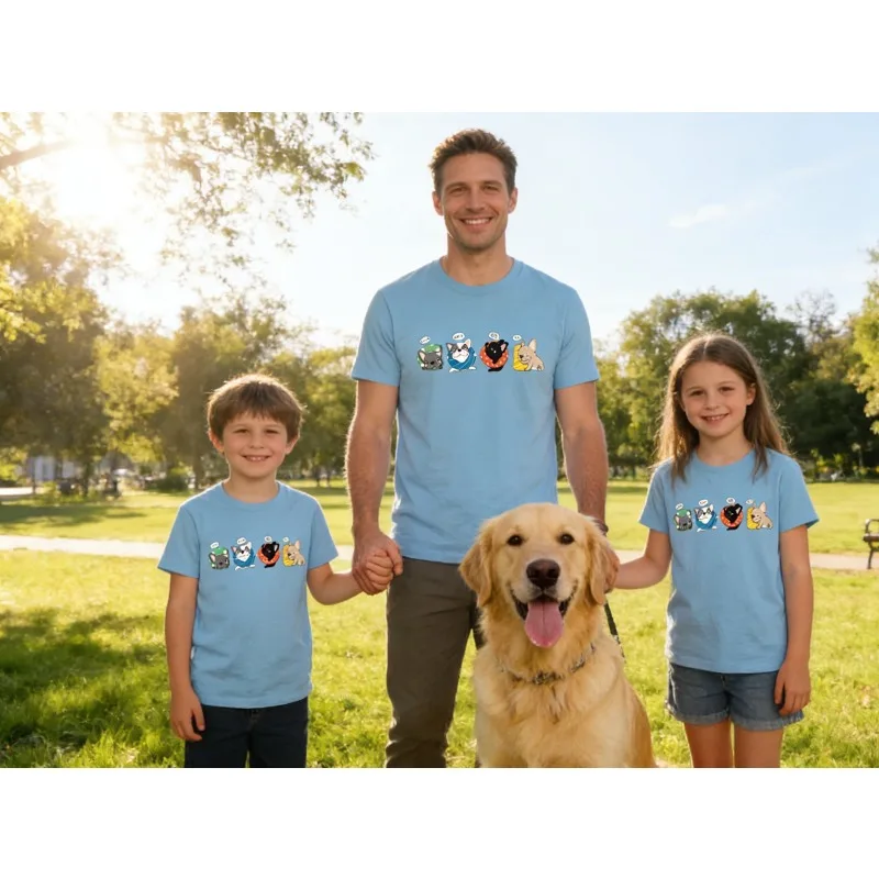 

Детская футболка с принтом «Три щенки навсегда друзей», топ из чистого хлопка, модный топ с круглым вырезом для родителей и детей