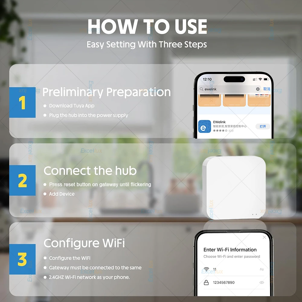 ZigBee 3.0 Gateway Hub, Smart Home Wireless Gateway Bridge Ewelink App Remote Control, Automation Device Works with Alexa Google
