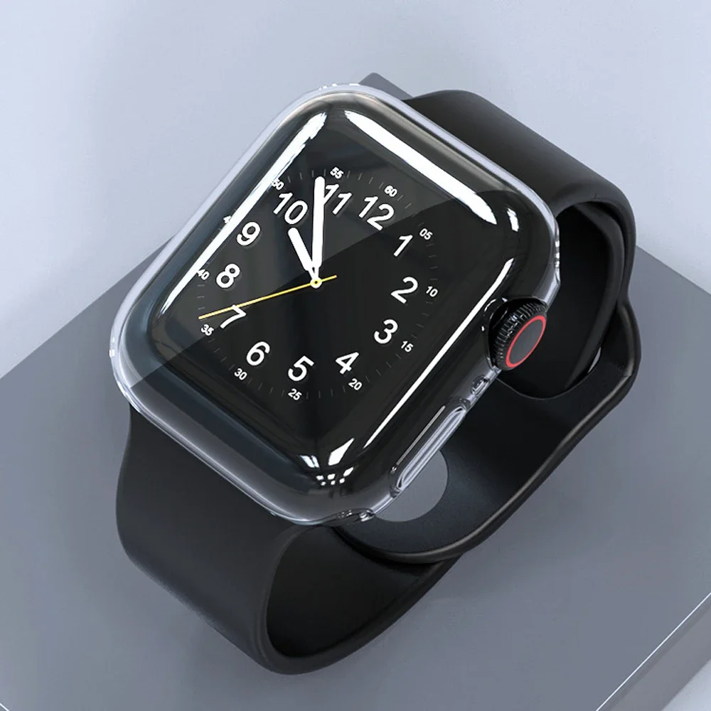 حافظة سيليكون من البولي يورثان الحراري للساعة ، غطاء شفاف وسوار ، سوار لسلسلة iWatch 8 و 9 و 7 و 6 و 5 و 4 ، SE ، 44 ، 40 ، 45 Apple ، 41 ، 38 من من من من ، 42