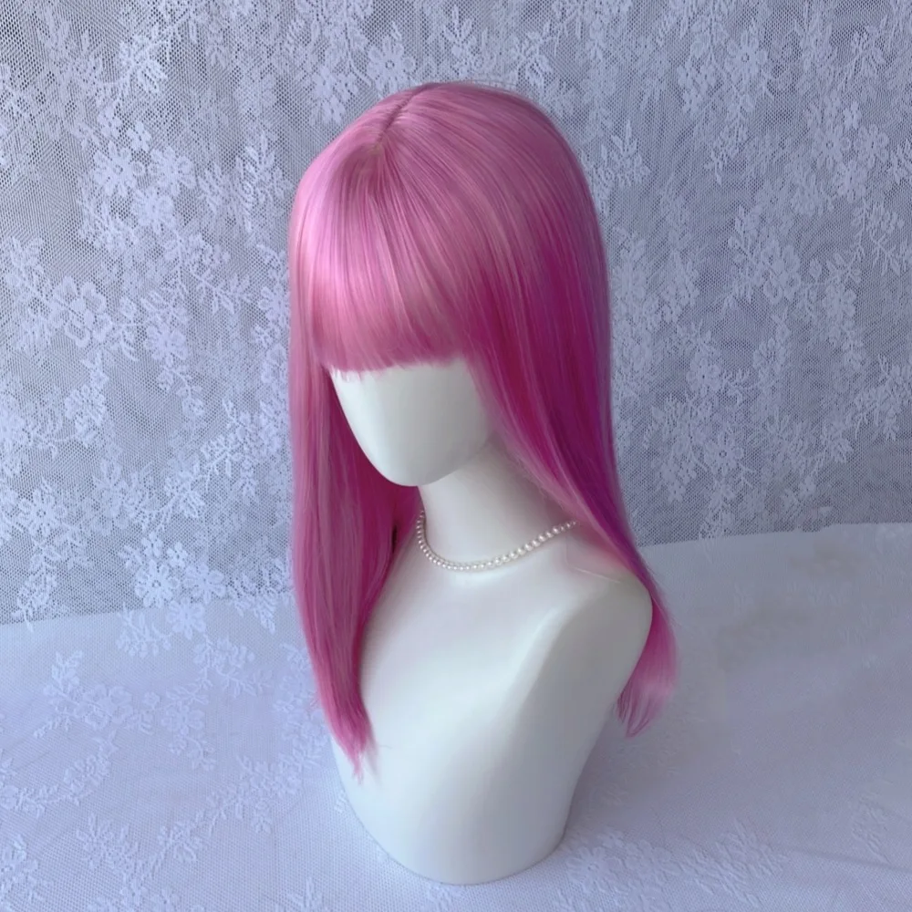 2026 new elegant and sweet wig for young girls, mid length straight hair, durable and cute hairstyle set