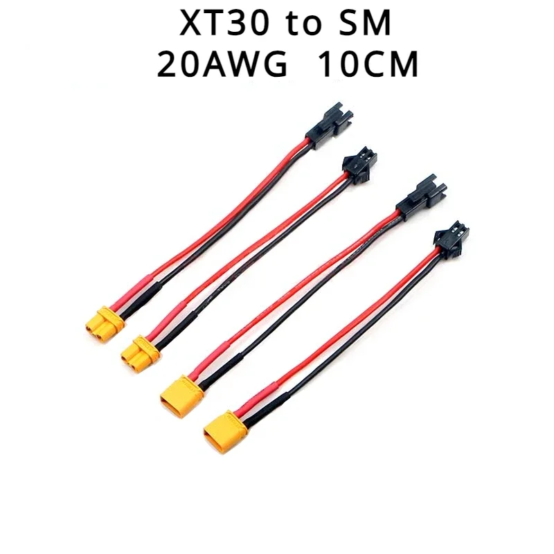 1/5/10Pcs/lot XT30 Deans Male Female Plug to SM Connector Charging Adapter Cable Converter Lead 20AWG 10cm Wire For RC Battery