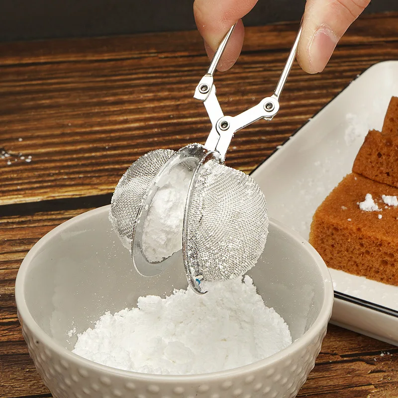 Stainless Steel Flour Sifter, Press-Type Sugar Shaker Tea Strainer Ball, Adjustable Handle for Baking Coffee Powder Sprinkling image 4