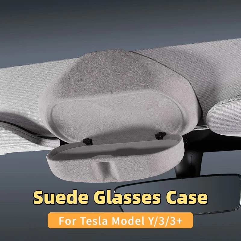 Suede Glasses Case for Tesla Model Y/3/3+ Highland 2024 Sunglasses Holder Protective Storage Box Eyeglass Box Car Accessories