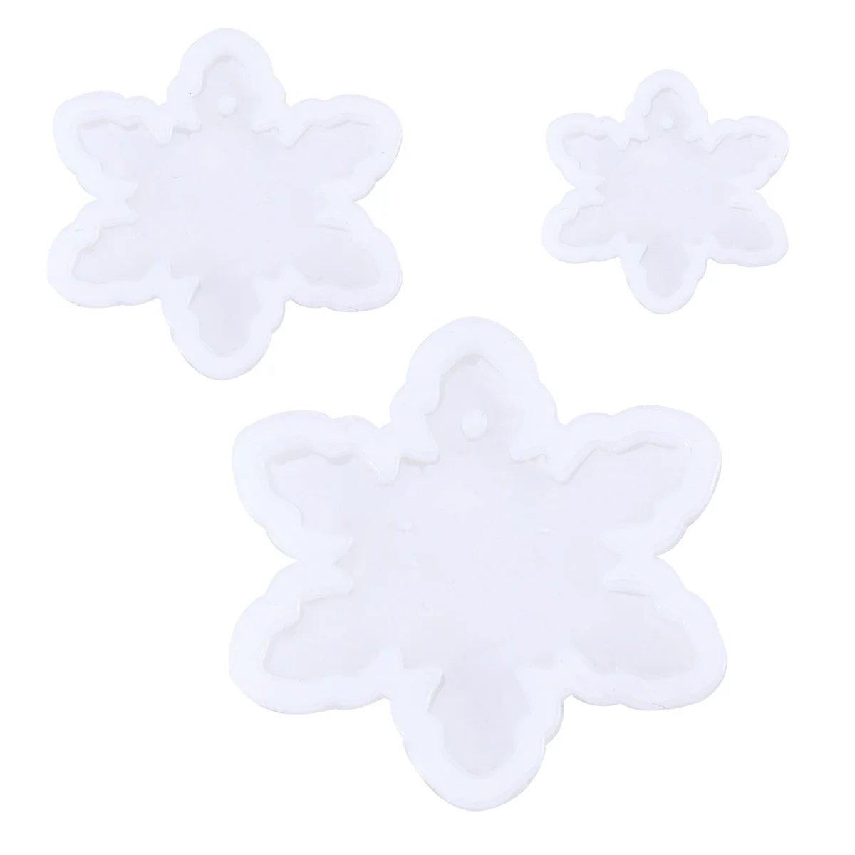 

6 Pcs Snowflake Stencil Christmas Silicone Molds Mould Accessories Pendant Casting with Holes