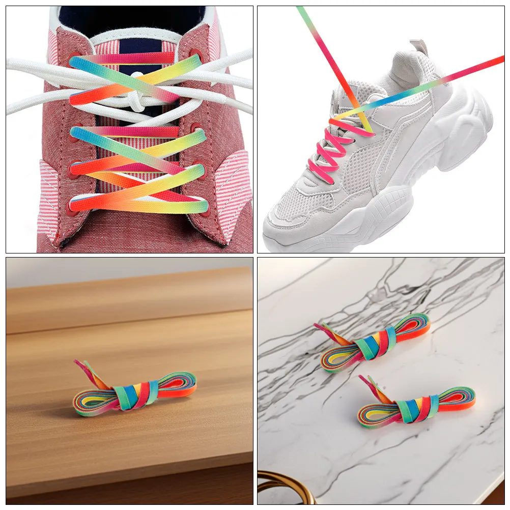 

1Pair Colorful Flat Hockey Shoelaces Rainbow Gradient Durable Wear-Resistant Ice Skates Laces Shoelace Ice Skates Shoe Straps
