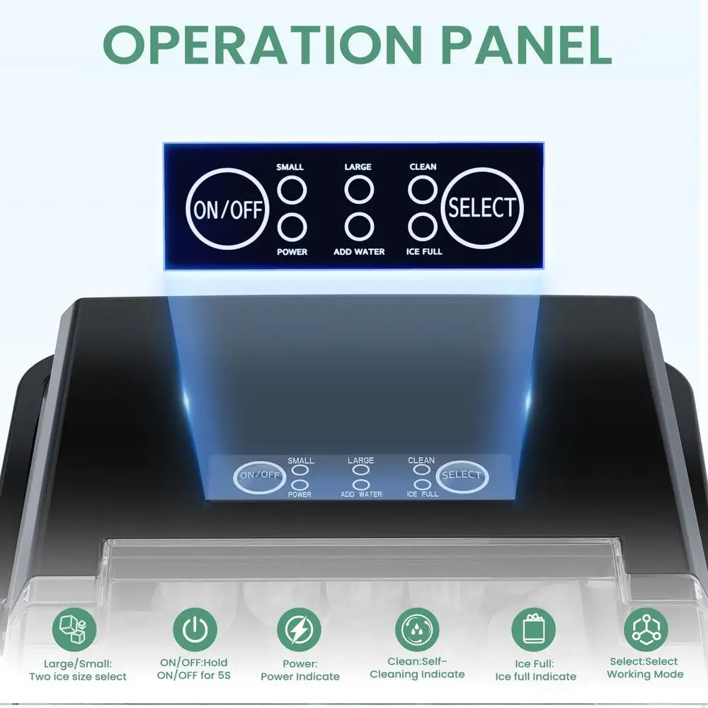 كونترتوب صانع الثلج التنظيف الذاتي آلة محمولة رصاصة الجليد 9 مكعبات في 6 دقائق سلة مغرفة مقبض التخييم المطبخ