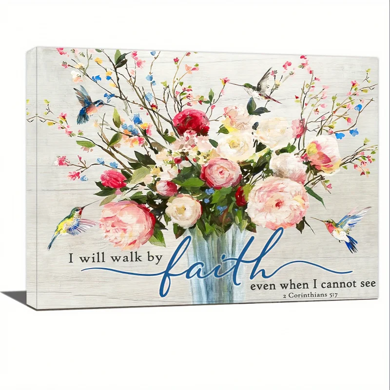 Rustic Floral & Bible Verses Canvas Wall Art - 11.8x15.7 