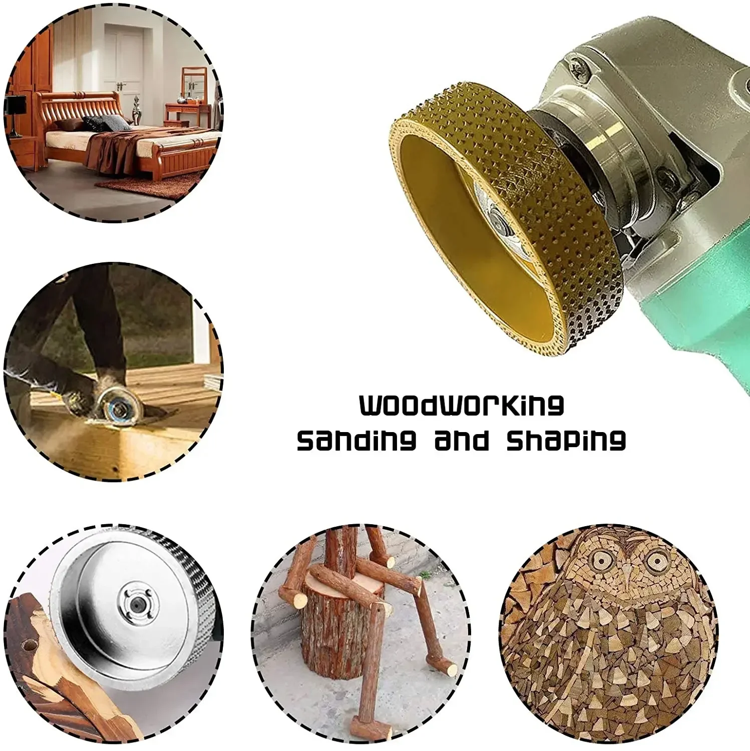 16/22mm Bore Round Wood Angle Grinding Polishing Wheel Sanding Carving Rotary Tool Abrasive Rotary Disc Tungsten Carbide Power
