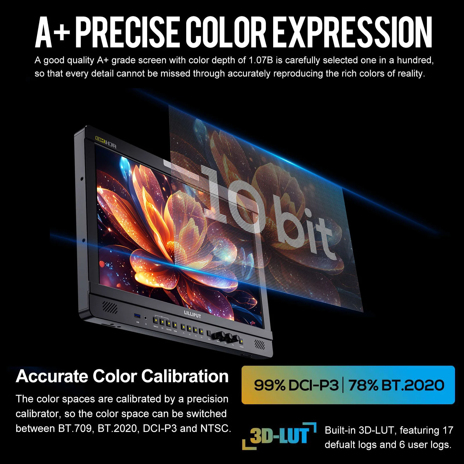 For UQ19 New 18.4 Inch 1000 Nits High Brightness Studio Production LCD Monitor 8K 12G-SDI for Built-in Speaker Desktop