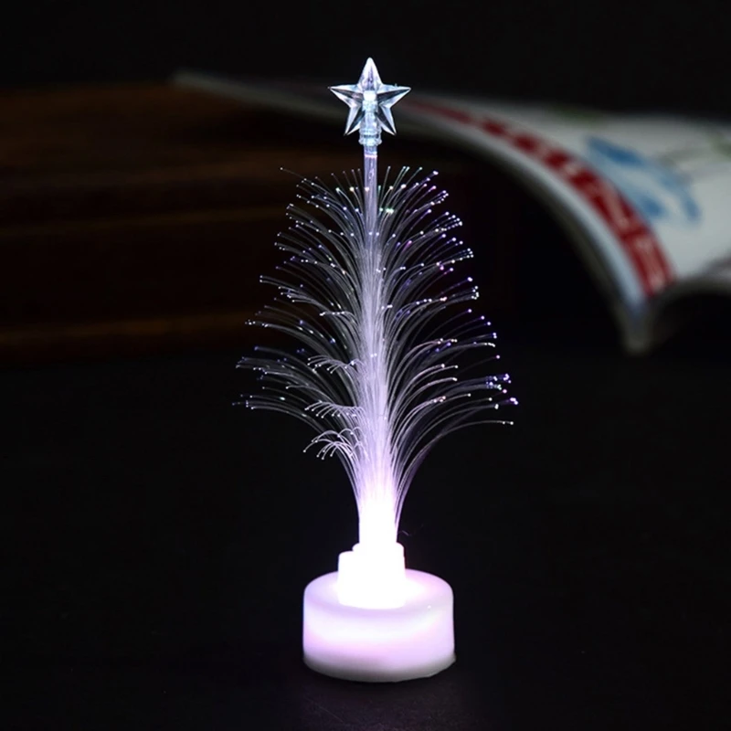 12cm Lovely Miniature Christmas Trees Light up Toys 7 Colors Changing Lights Crafts Holiday Signs Desktop Ornaments