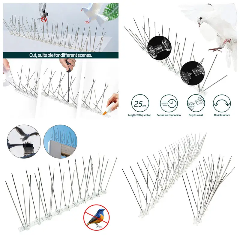 

25-1000cm Anti Pigeon Spikes Bird Repeller Stainless Steel Against Pigeons Scare Spikes Anti-stick Skewers Gadgets Scarecaper