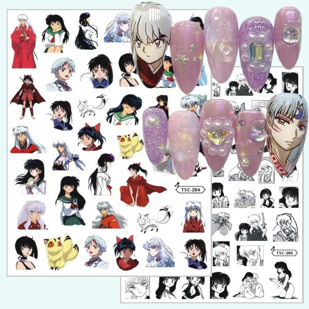 TSC-264-265 , Inuyasha, Morha, autocollant d'art d'ongle de chasseur d'anime pour la mode d'ongle de bricolage