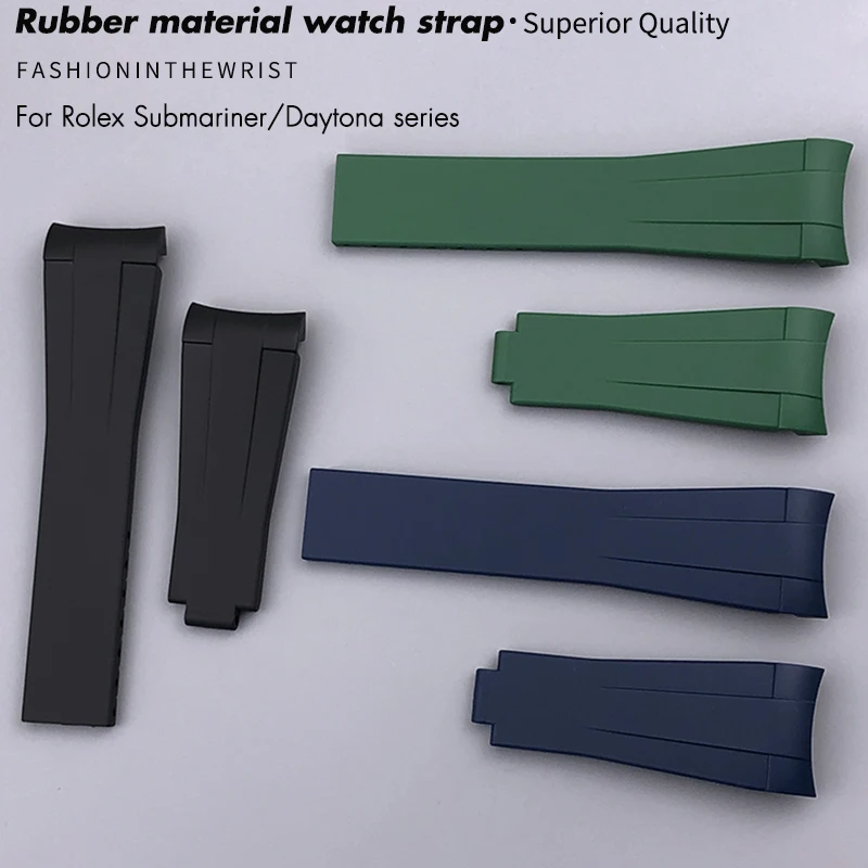 18mm 19mm 20mm 21mm 22mm Rubber Watchband For Rolex Submariner Green Water Ghost Gmt Yacht Master Daytona Silicone Watch Strap