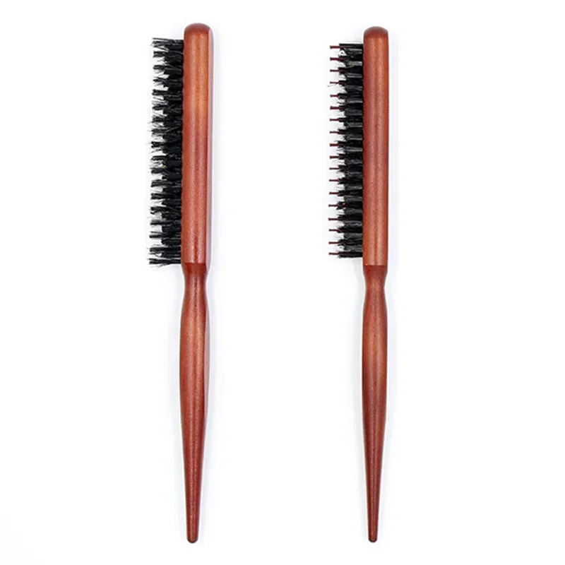 Professional Salon Teasing Back Hair Brushes Boar Bristle Wood Slim Line Comb Hairbrush Extension Hairdressing Styling Tools DIY