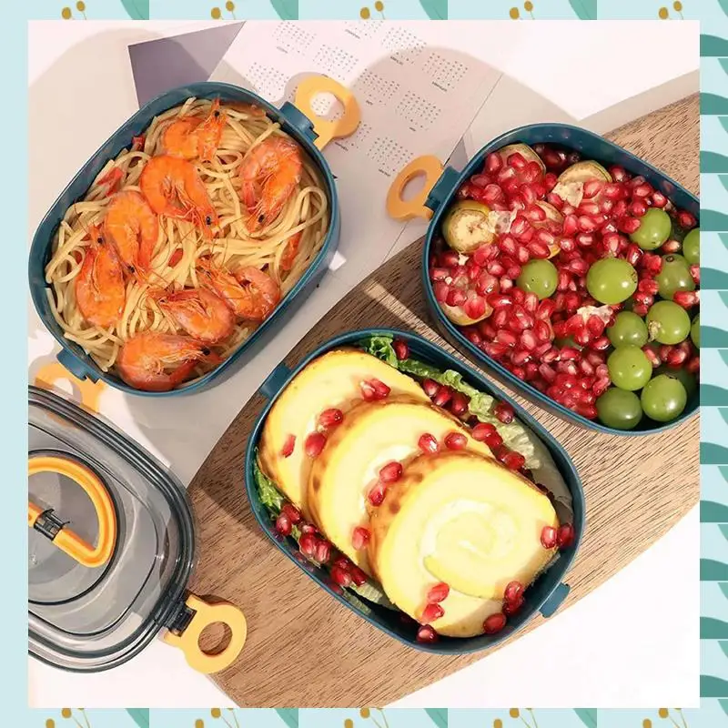

A71P 2X Bento Box Ланч-бокс для взрослых, герметичный, штабелируемый ланч-бокс Bento Box, портативные коробки для хранения контейнеров для еды (синий)