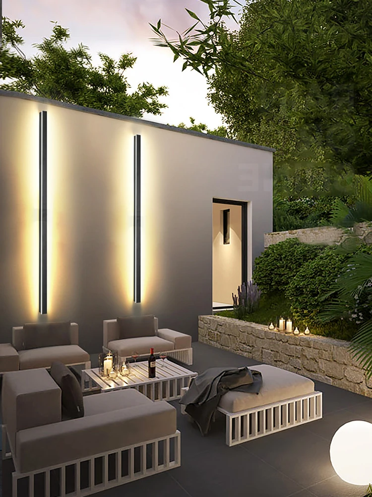 

Outdoor wall lamp waterproof minimalist strip villa courtyard outdoor door head led villa entrance solar exterior wall lamp